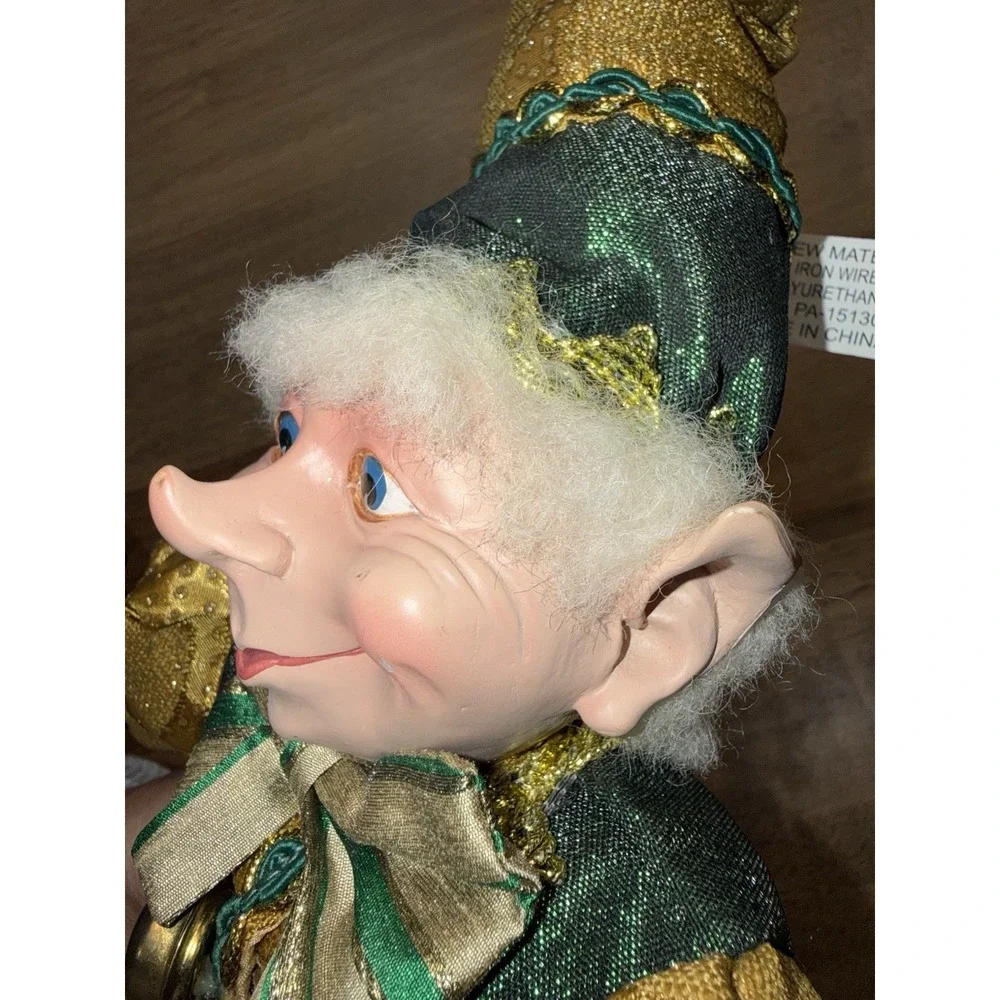 Robert Stanley Posable Elf Pixie Green Gold Bendable Legs Arms Jingle Bells READ - Picture 15 of 16